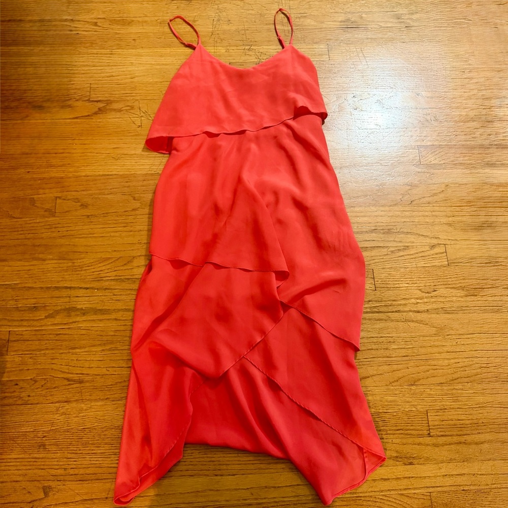 BCBG Paris Hibiscus Red High-Low Sleeveless Summer Party Cocktail Dress - Picture 2 of 4